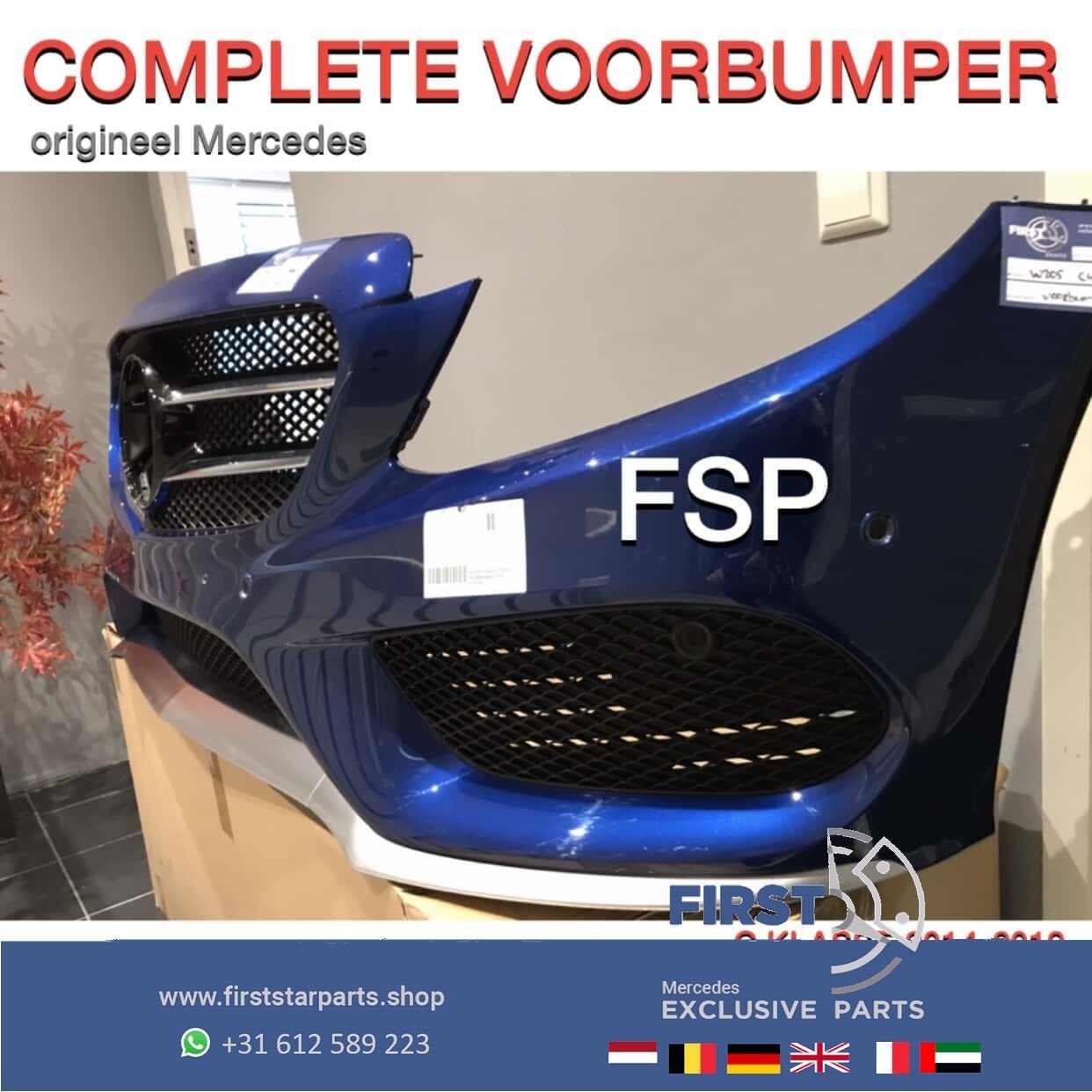 W205 C43 AMG VOORBUMPER COMPLEET Mercedes C Klasse BLAUW ORI, Utilisé, -, Avant, -