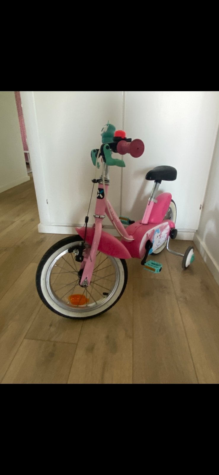 Roze fiets 14 inch, 3 - 5 jaar 500 Unicorn B'twin, Fietsen en Brommers, Fietsen | Kinderfietsjes, Ophalen, Gebruikt, Minder dan 16 inch