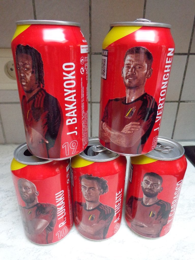 boîtes - canettes joueurs football : collection : 2 €/pièce, Enlèvement ou Envoi, Comme neuf, Autres types, Jupiler