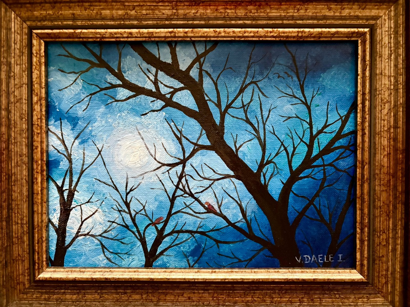 Takken in de lucht. Gesigneerd schilderij. Olieverf linnen., Antiquités & Art, Art | Peinture | Classique, Enlèvement, Signé, Peinture à l'huile