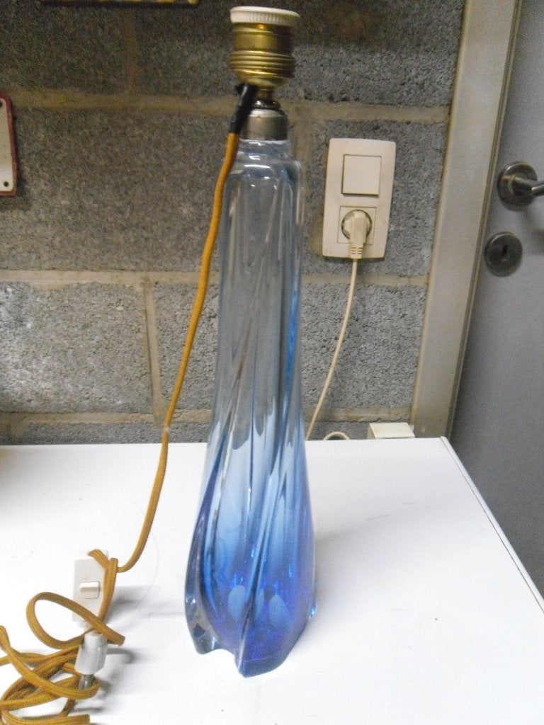 Pied de lampe en cristal du val saint lambert H :46 cm, Antiquités & Art, Enlèvement ou Envoi