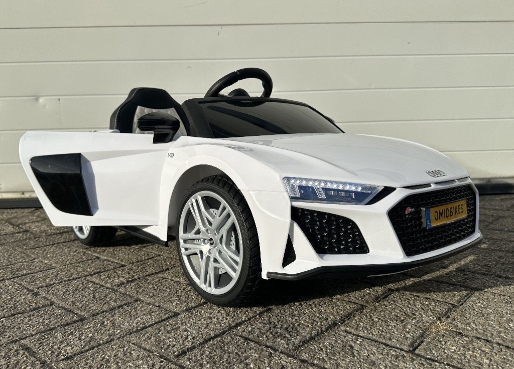 Audi R8 12v wit Afstands. / Bleutooht / Leder en Rubberband, Kinderen en Baby's, Ophalen of Verzenden, Nieuw