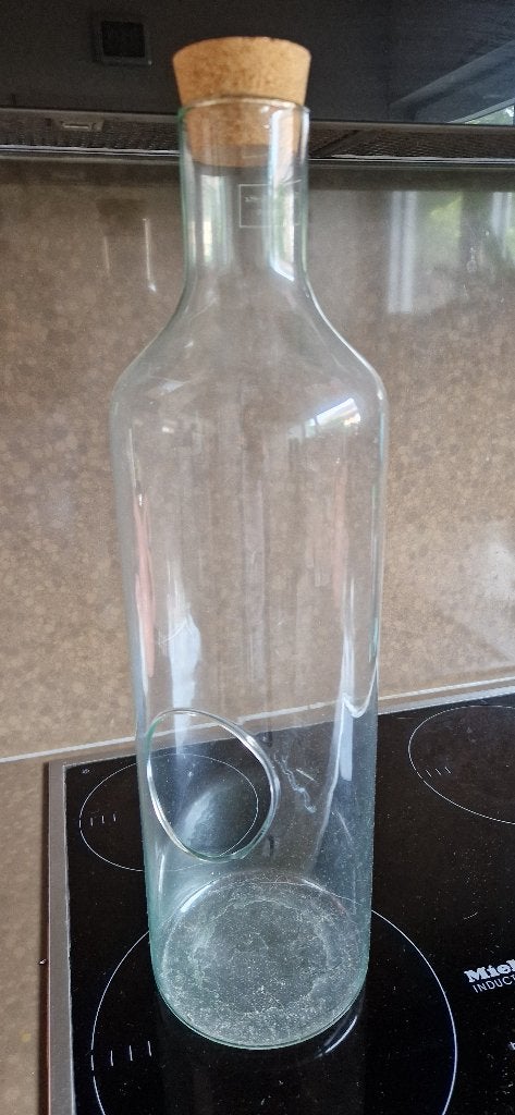 hoge decoratie glazen fles met gat, Enlèvement, Comme neuf, Verre, 55 cm