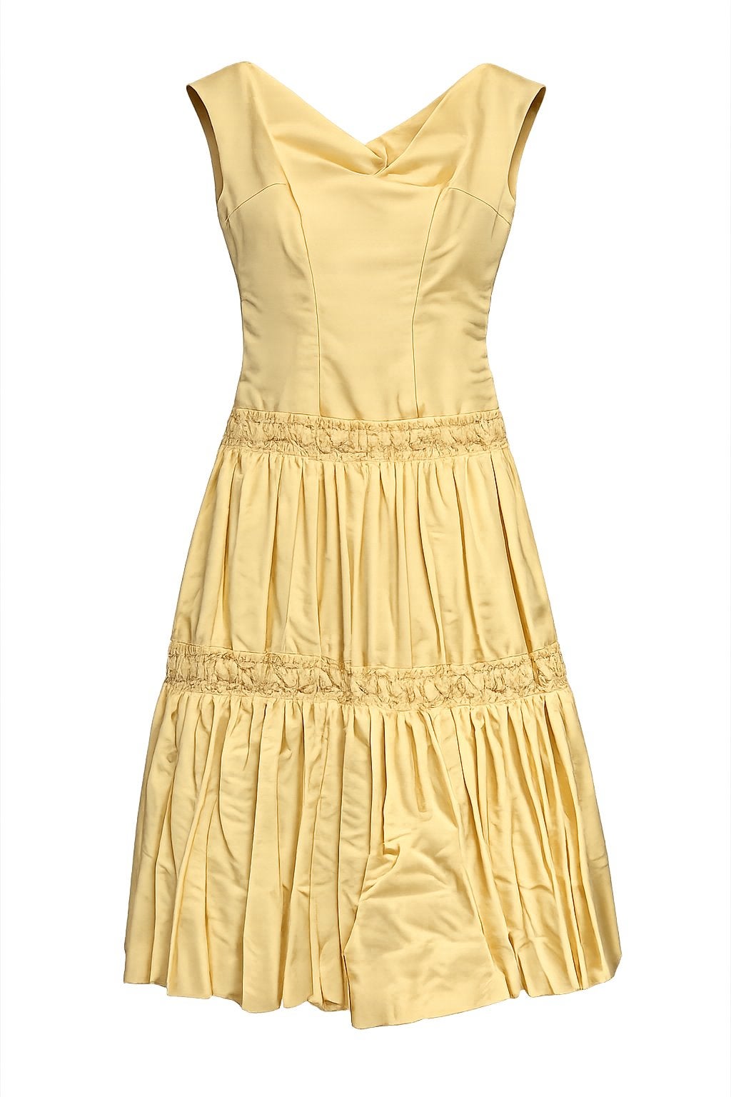 Robe de soirée vintage originale, circa 1955-1958, Taille 38/40 (M), Jaune, Enlèvement, Porté