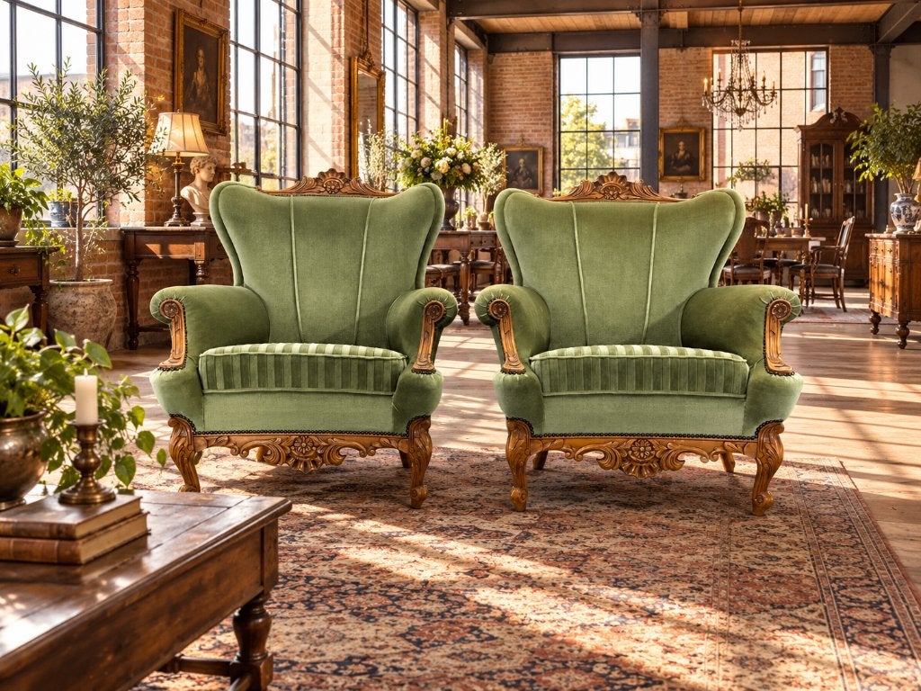set van 2 vintage barok fauteuils / zetel / éénzit, Ophalen