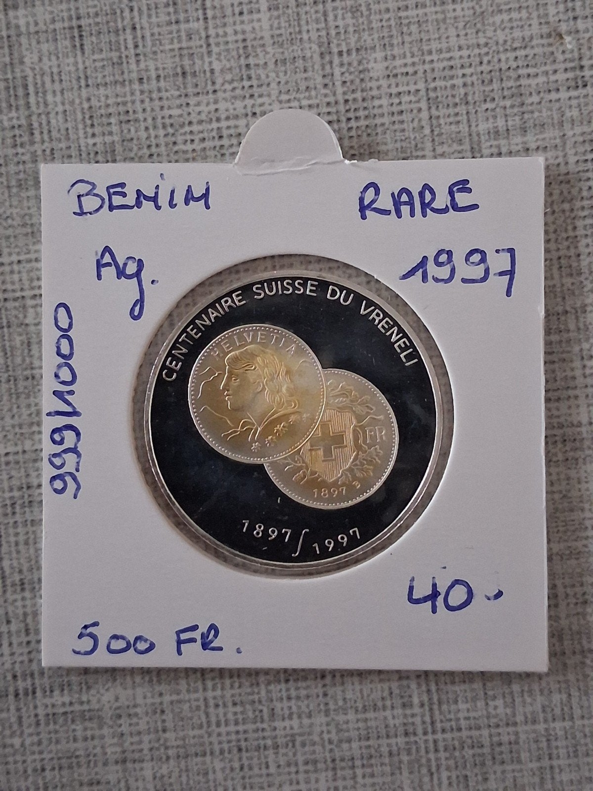 Bénin 500 pour 1997 AG PROOF (999/1000), Timbres & Monnaies, Enlèvement ou Envoi