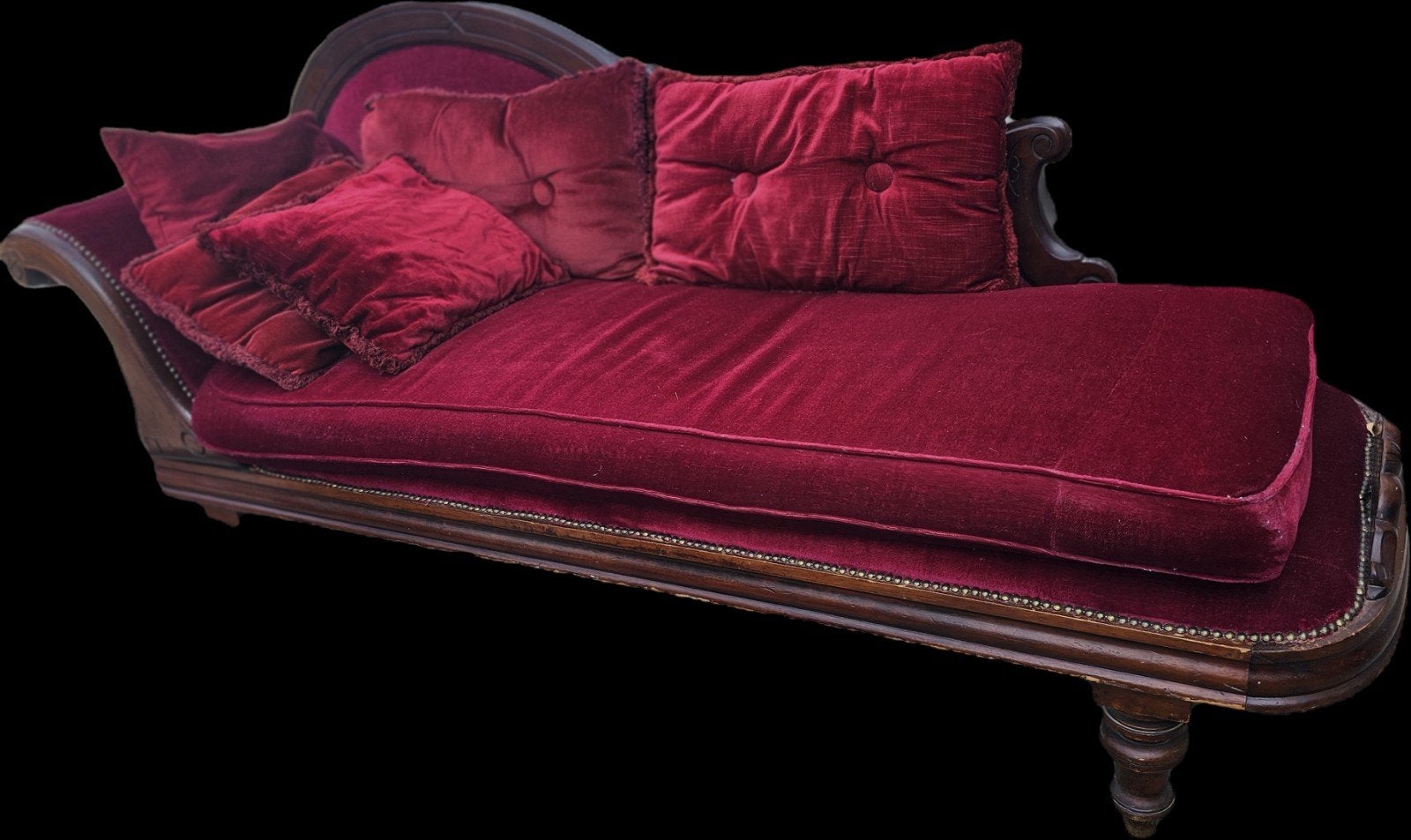 Antiek rood fluwelen dagbed, Huis en Inrichting, Ophalen, Hout