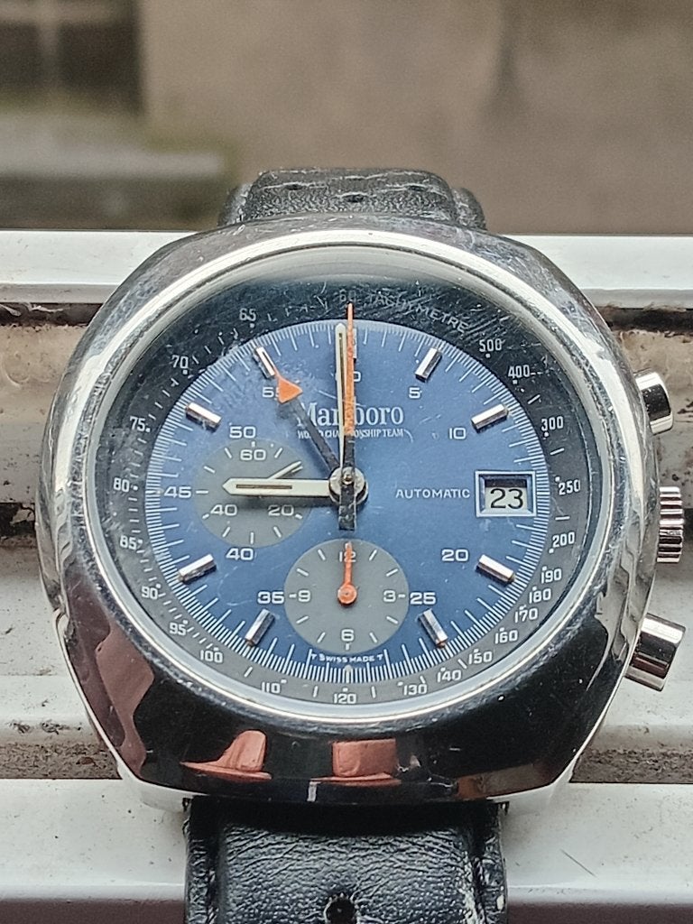 Chrono lemania, Bijoux, Sacs & Beauté, Montre-bracelet, Autres marques, Enlèvement ou Envoi, Cuir