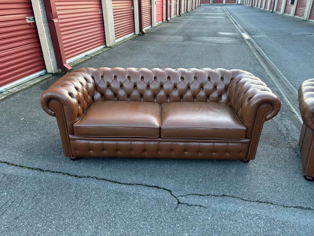 Canapé Chesterfield 3 places, Driepersoons, Ophalen of Verzenden, Zo goed als nieuw, Rechte bank