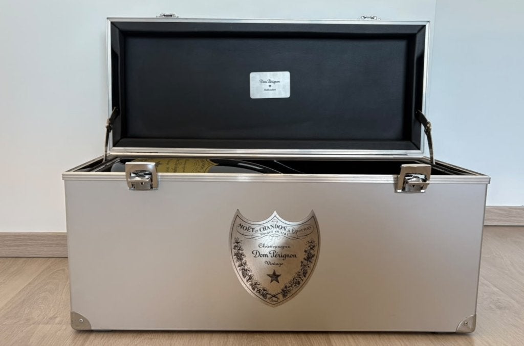 Dom Pérignon Vintage 1995 aluminium koffer met lege fles(6L), Collections, Champagne, Enlèvement, Utilisé, France