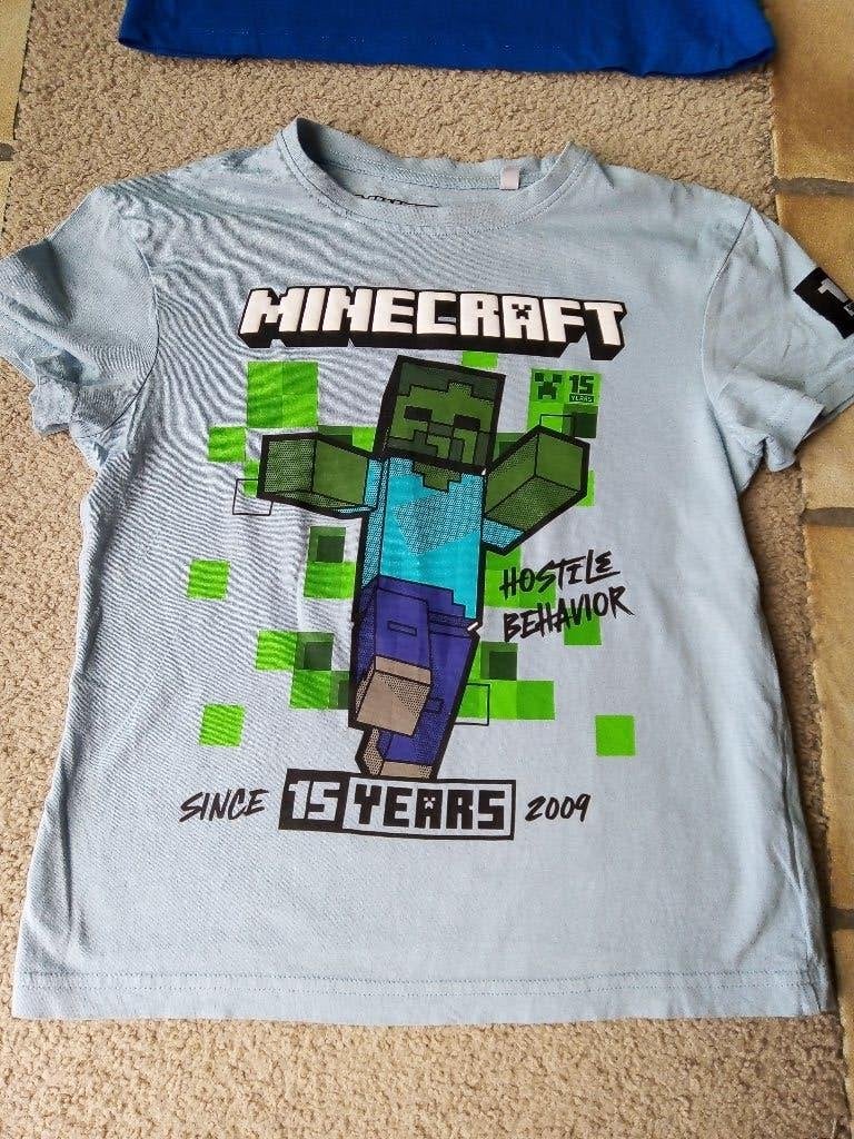 2x T-shirt minecraft 128 - 134, Kinderen en Baby's, Mojang TM, Gebruikt, Ophalen of Verzenden, Shirt of Longsleeve