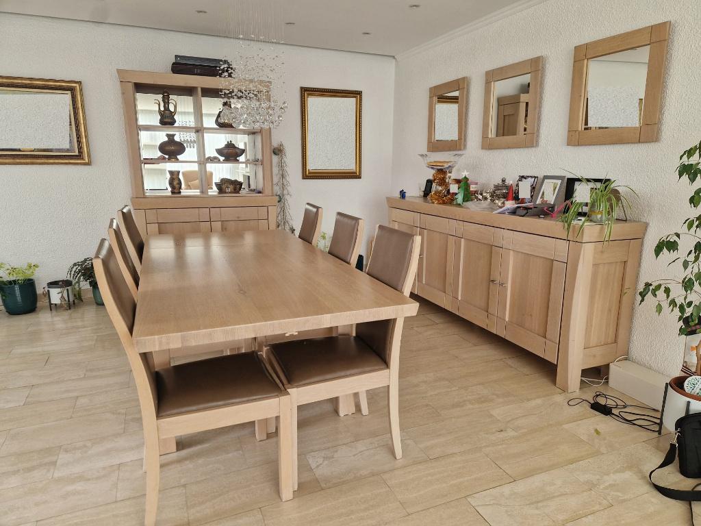 Prachtige volledige eetkamer van MINTJENS massief eikenhout, Ophalen, Zo goed als nieuw, Chêne Contemporain, 4 tot 6 stoelen
