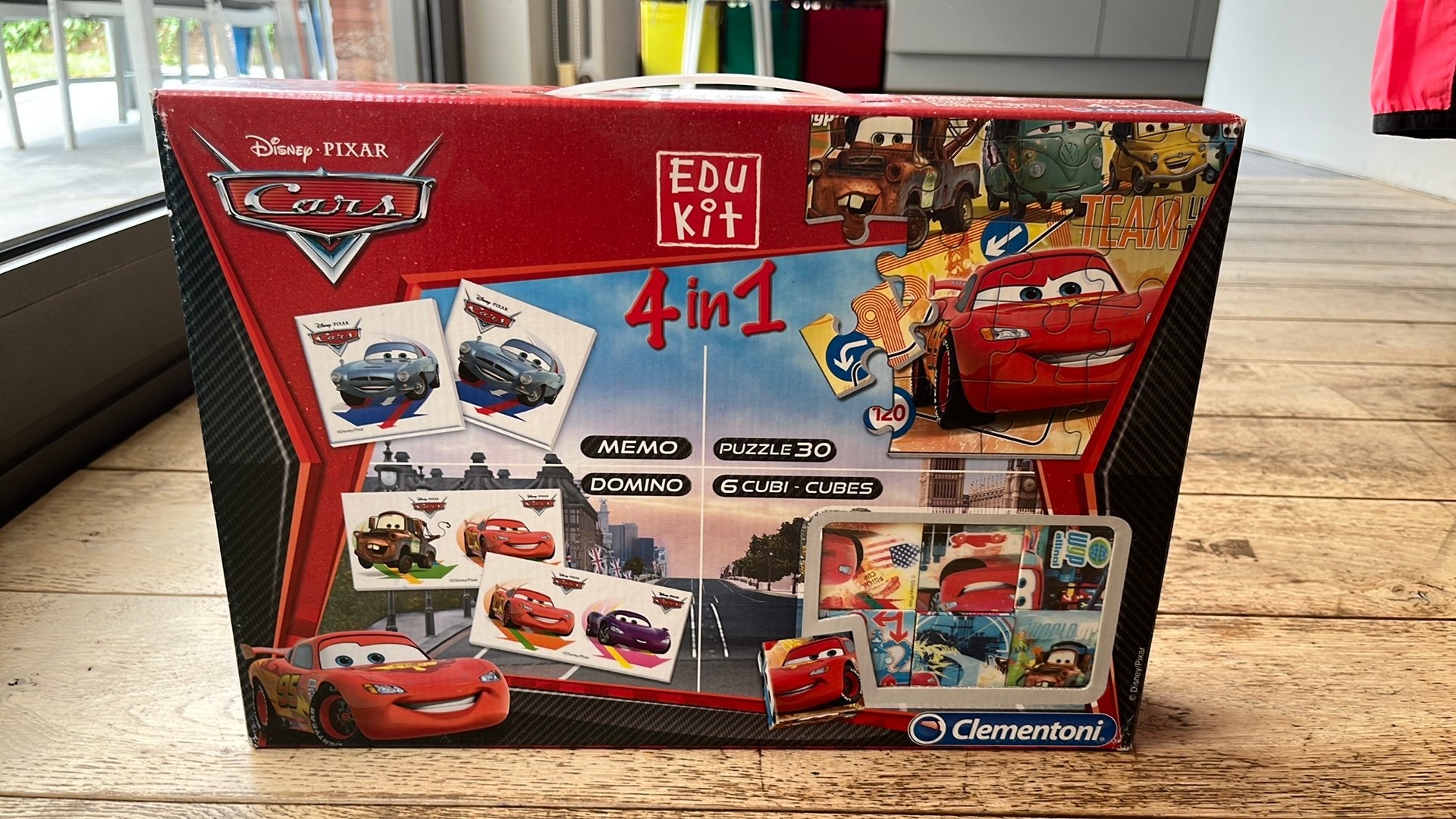 4 in 1 Cars van Clementoni (puzzel, memo, domino, cubes), Kinderen en Baby's, Ophalen of Verzenden, Gebruikt, Puzzelen
