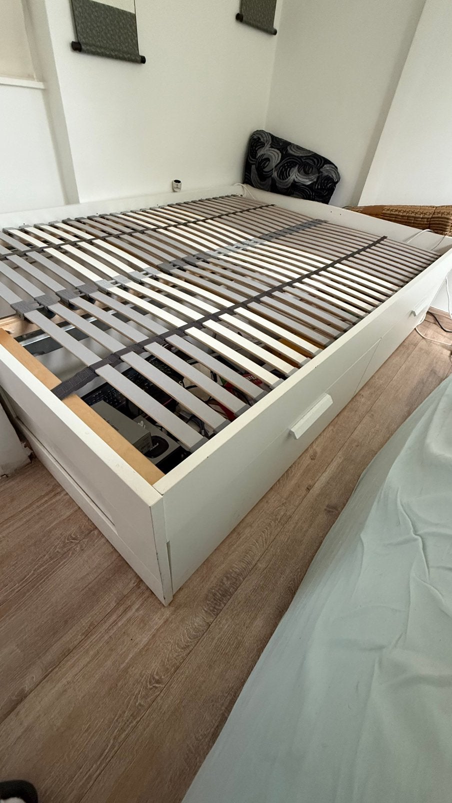 Tweepersoonsbed 140 cm x 200 cm, Huis en Inrichting, Slaapkamer | Bedden, Ophalen, Gebruikt, Wit, Tweepersoons