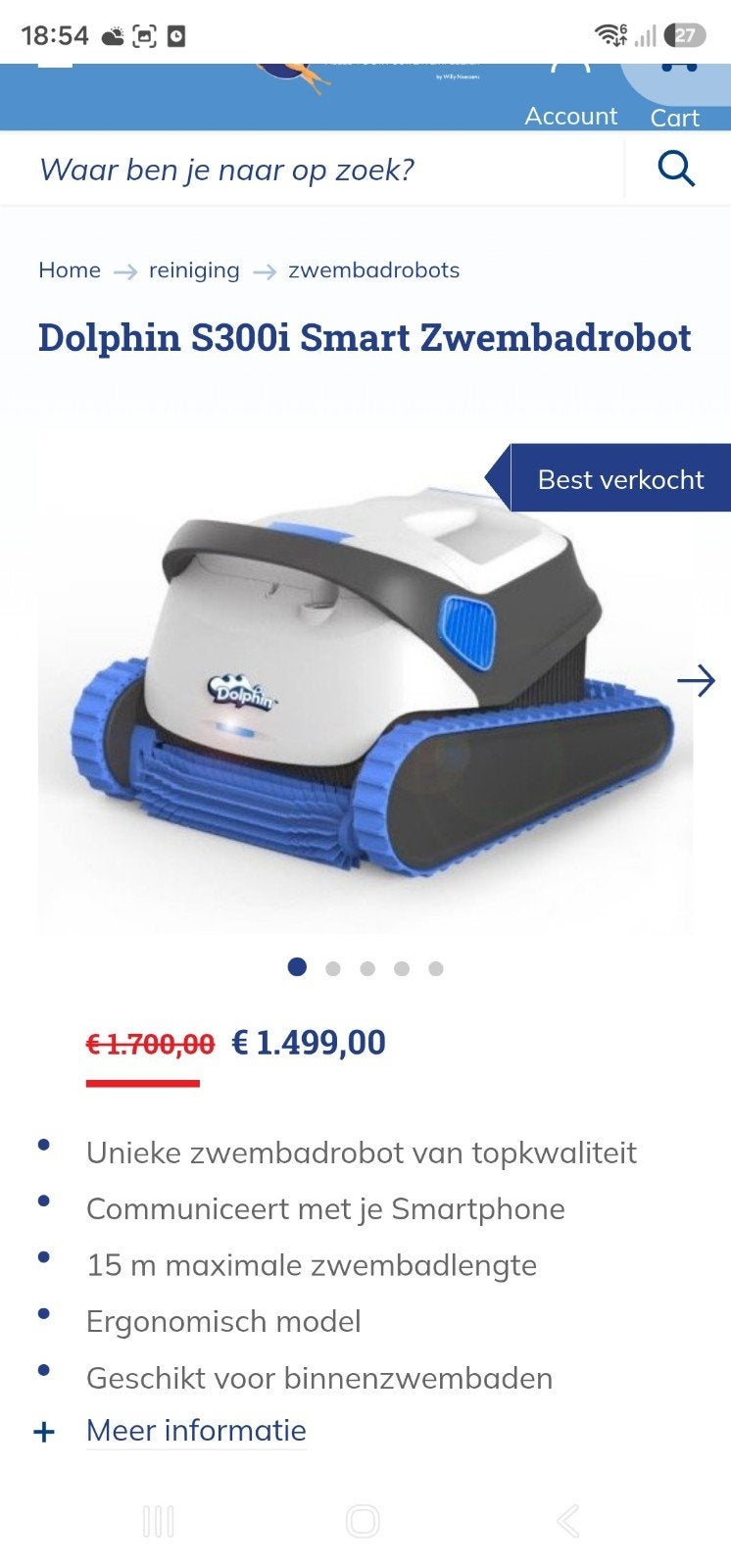 zwembad robot dolphin s300i demo model, Ophalen
