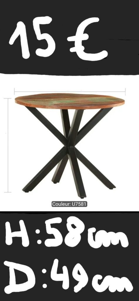 Petite table ronde, Ophalen, Zo goed als nieuw, Overige houtsoorten, Moderne