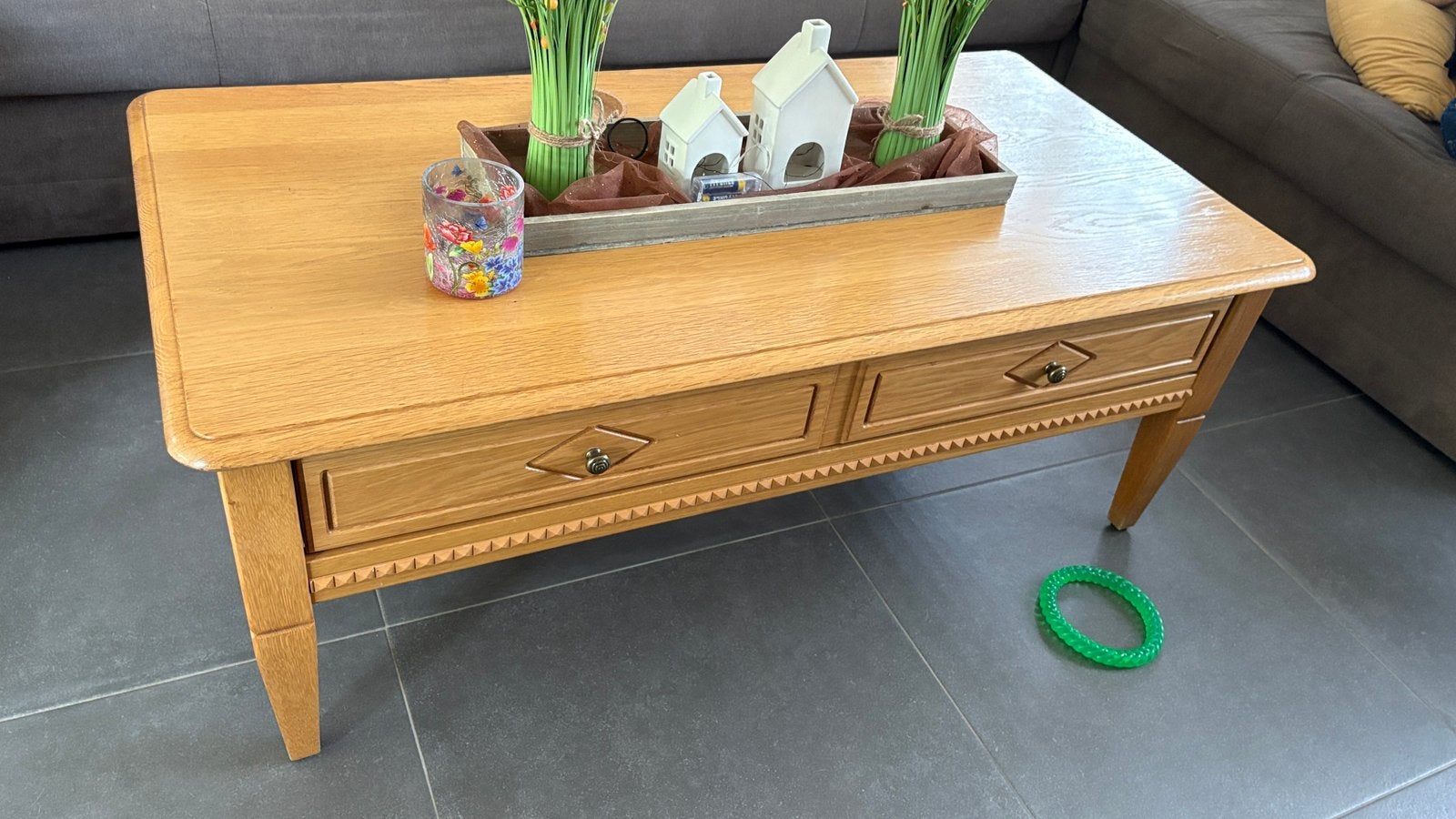 Eiken eetkamer Belgische makelij., Huis en Inrichting, Ophalen, Gebruikt, Modern eiken., 4 tot 6 stoelen