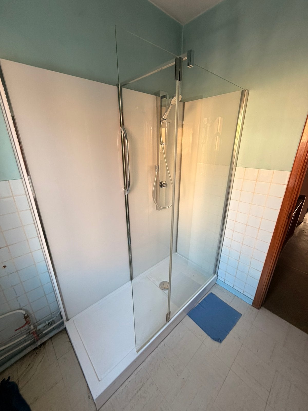 Inloopdouche en wastafel, Ophalen, Zo goed als nieuw, Glas, Douche