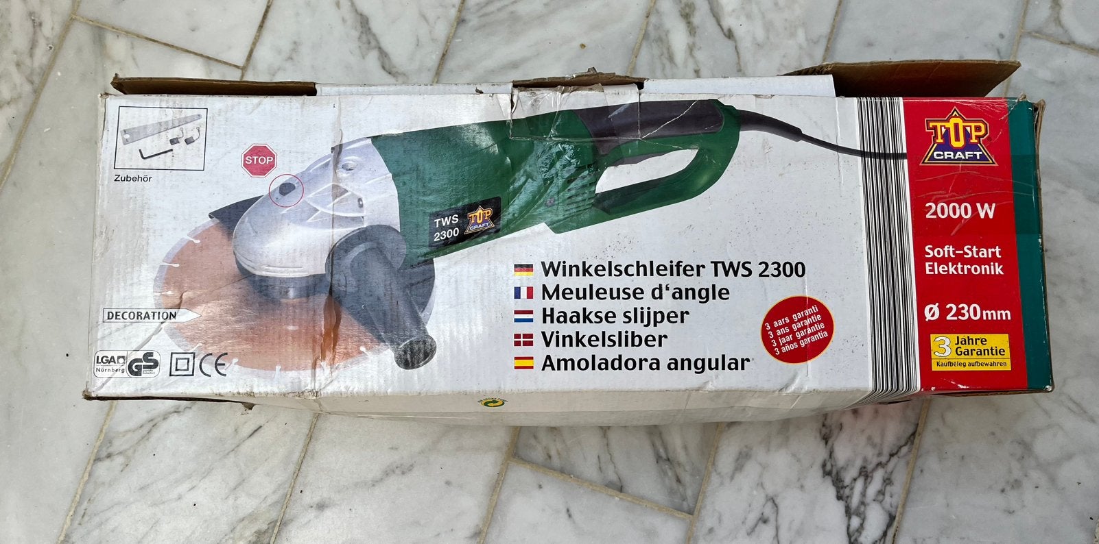 Top craft haakse slijper TWS 2300, Ophalen of Verzenden, Nieuw, 1000 watt of meer, Haakse handslijpmachine