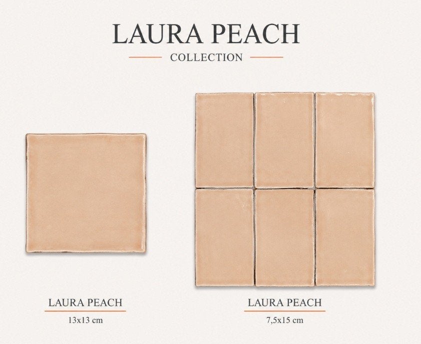 Laura peach perzik kleur handvormtegels 13x13 en 7,5x15 cm, Overige materialen, Verzenden, Overige typen, Nieuw