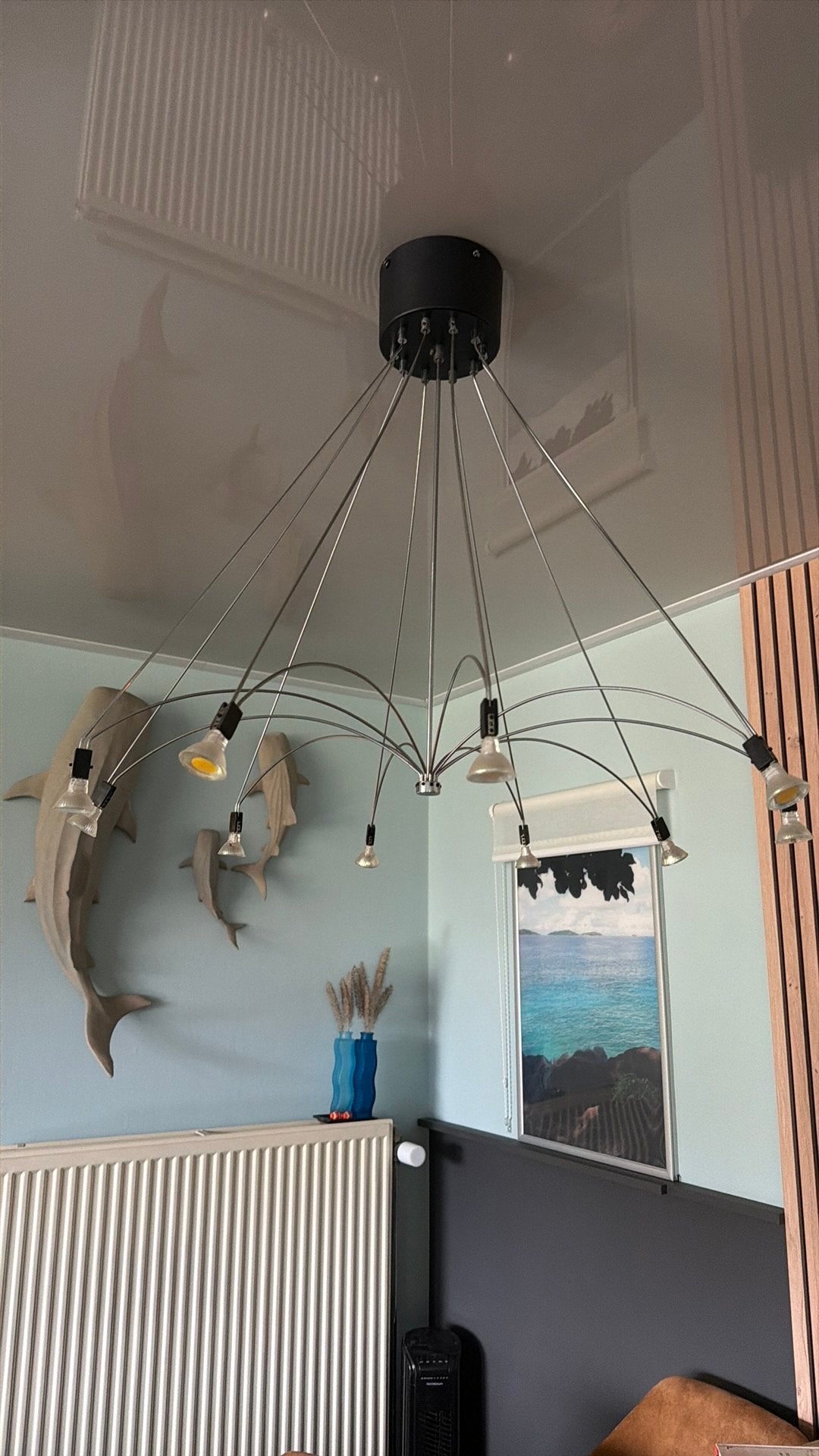 Luminaire rond avec de petites lumières LED, Argenté, Enlèvement, Comme neuf