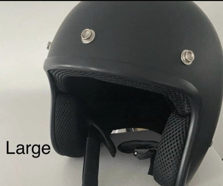 Retro helm mat zwart, Ophalen, Nieuw, Large