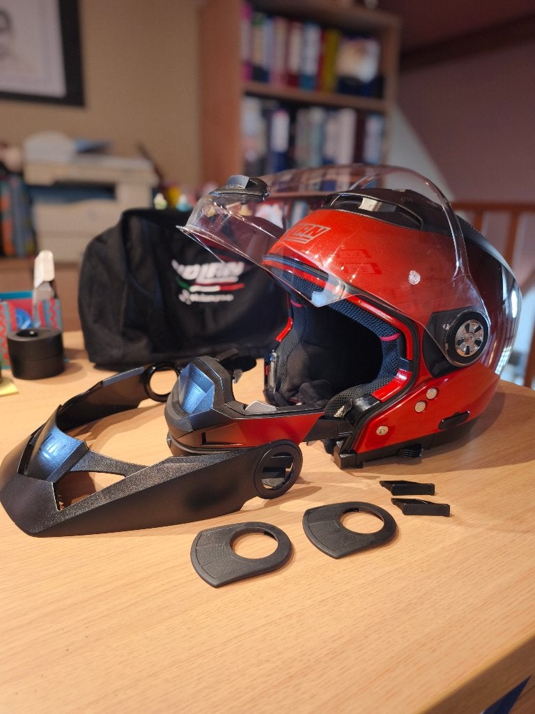 casque nolan N44 evo cherry, Motoren, Ophalen, Systeemhelm, S, Tweedehands