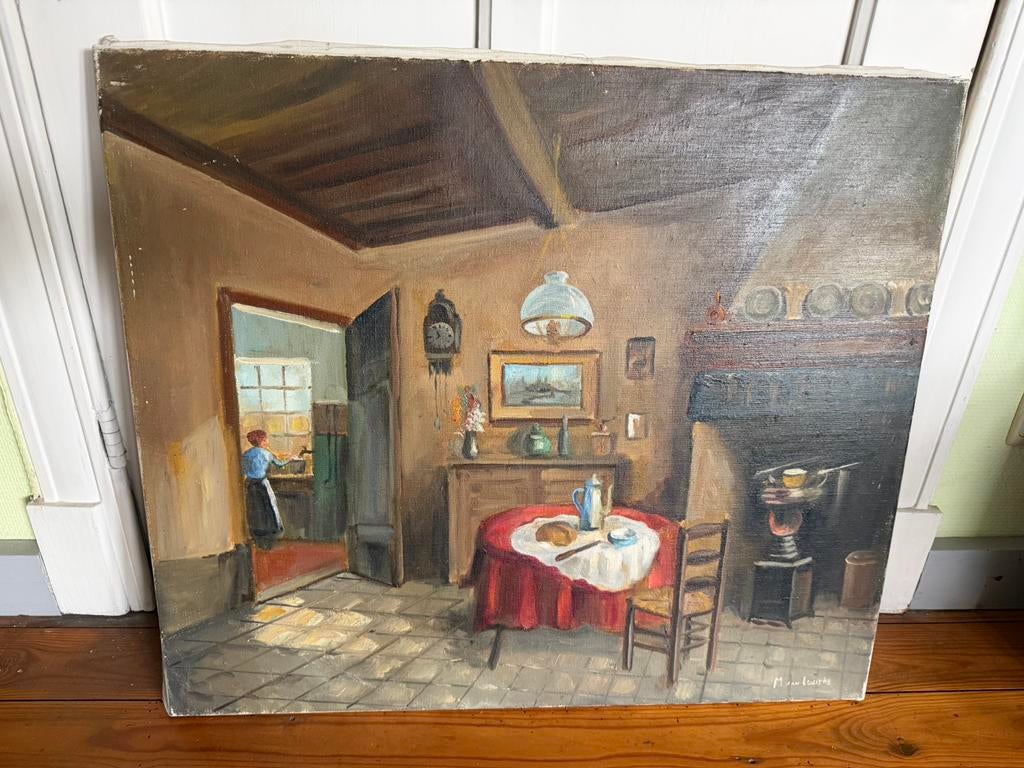 Schilderijen - Vlaamse interieurs - olie op doek, Antiek en Kunst, Ophalen