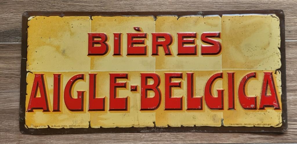 Blikken reclamebord Aigle-Belgica., Ophalen of Verzenden, Reclamebord