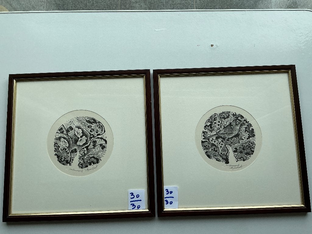 2 mooie litho's van Renaat Bosschaert van 30 cm op 30 cm, Ophalen of Verzenden