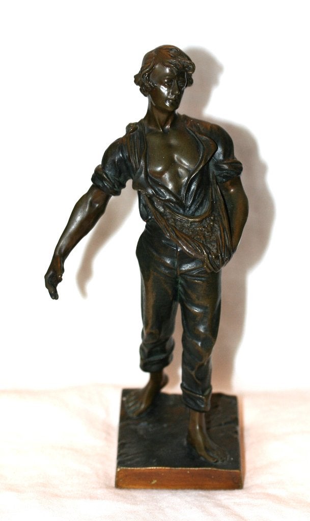 Antieke bronzen beeld Gesigneerd Fullborn 21 cm, Antiek en Kunst, Kunst | Beelden en Houtsnijwerken, Ophalen of Verzenden, Beeld