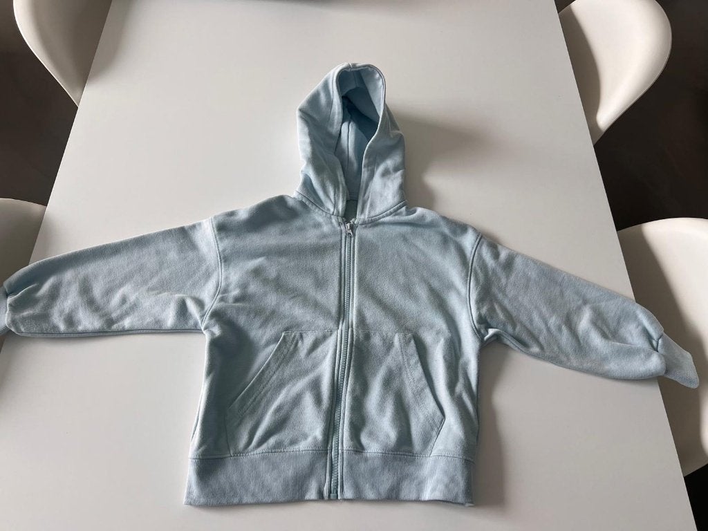Blauwe hoodie/vest met rits maat 128 van Zara, Meisje, Trui of Vest, Ophalen of Verzenden, Zo goed als nieuw