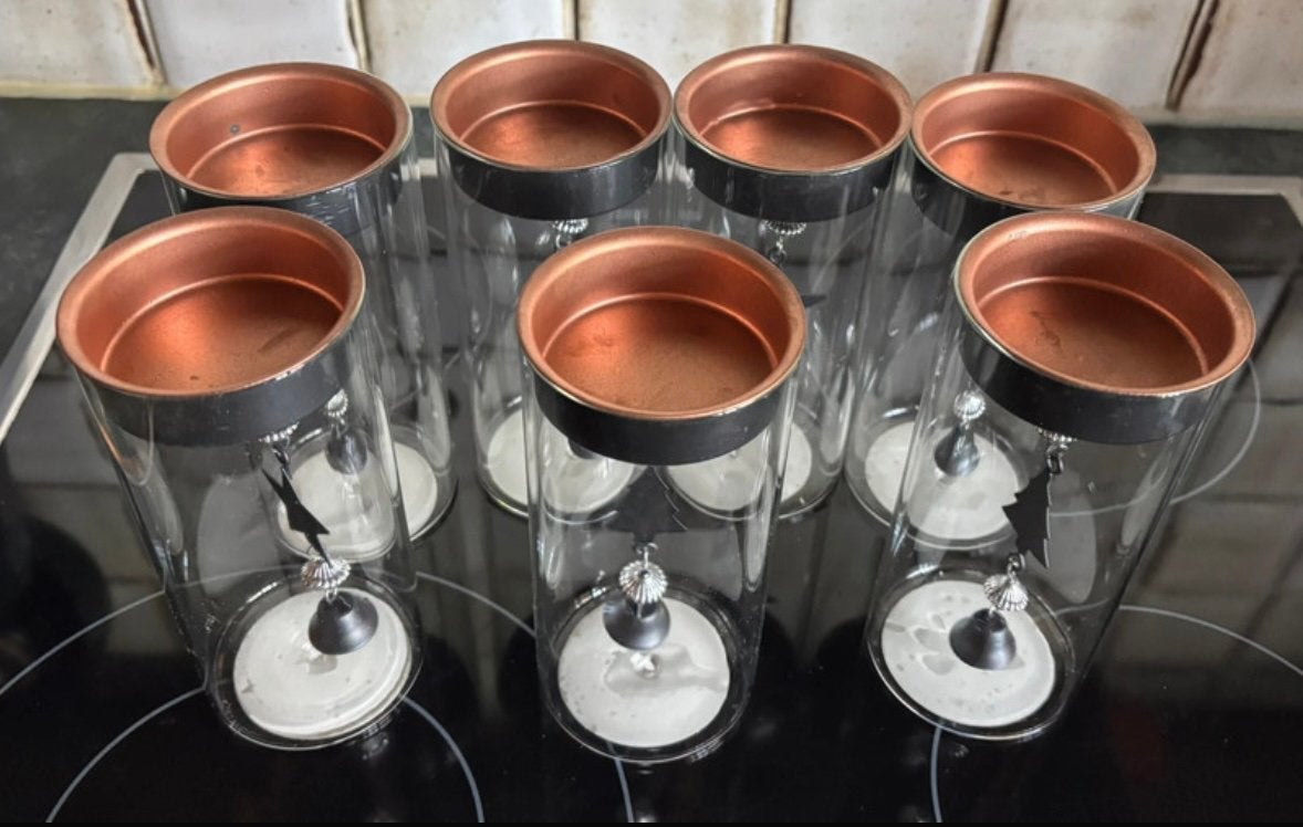 7x theelicht houders met decoratie in.3€ p.st, Meerkleurig, Overige merken, Overige typen, Ophalen of Verzenden