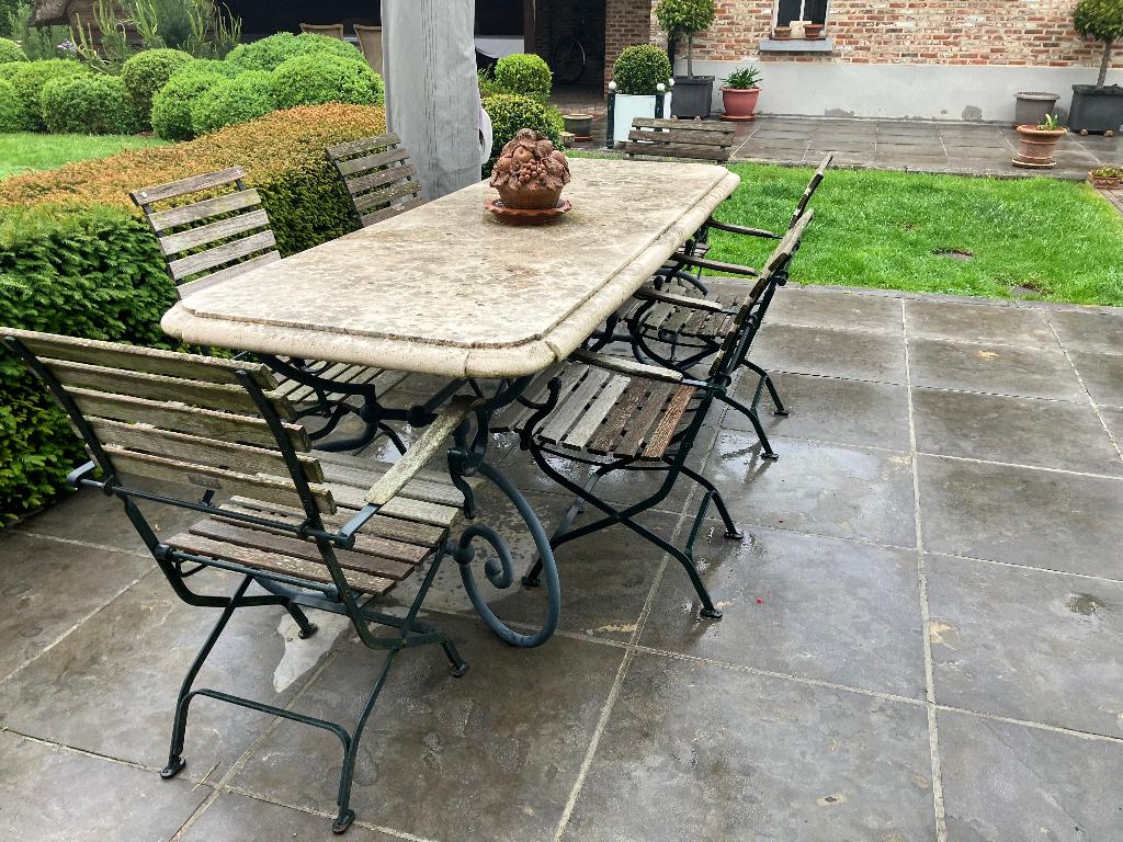 Stenen tuintafel  top kwaliteit natuursteen, Tuin en Terras, Ophalen, Gebruikt, Rechthoekig, Overige materialen