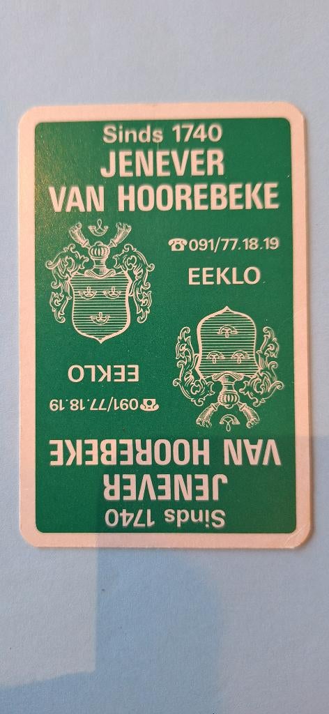 Speelkaart Eecloo_Jenever Van Hoorebeke_groen_226, Verzamelen, Ophalen of Verzenden, Gebruikt, Joker(s)