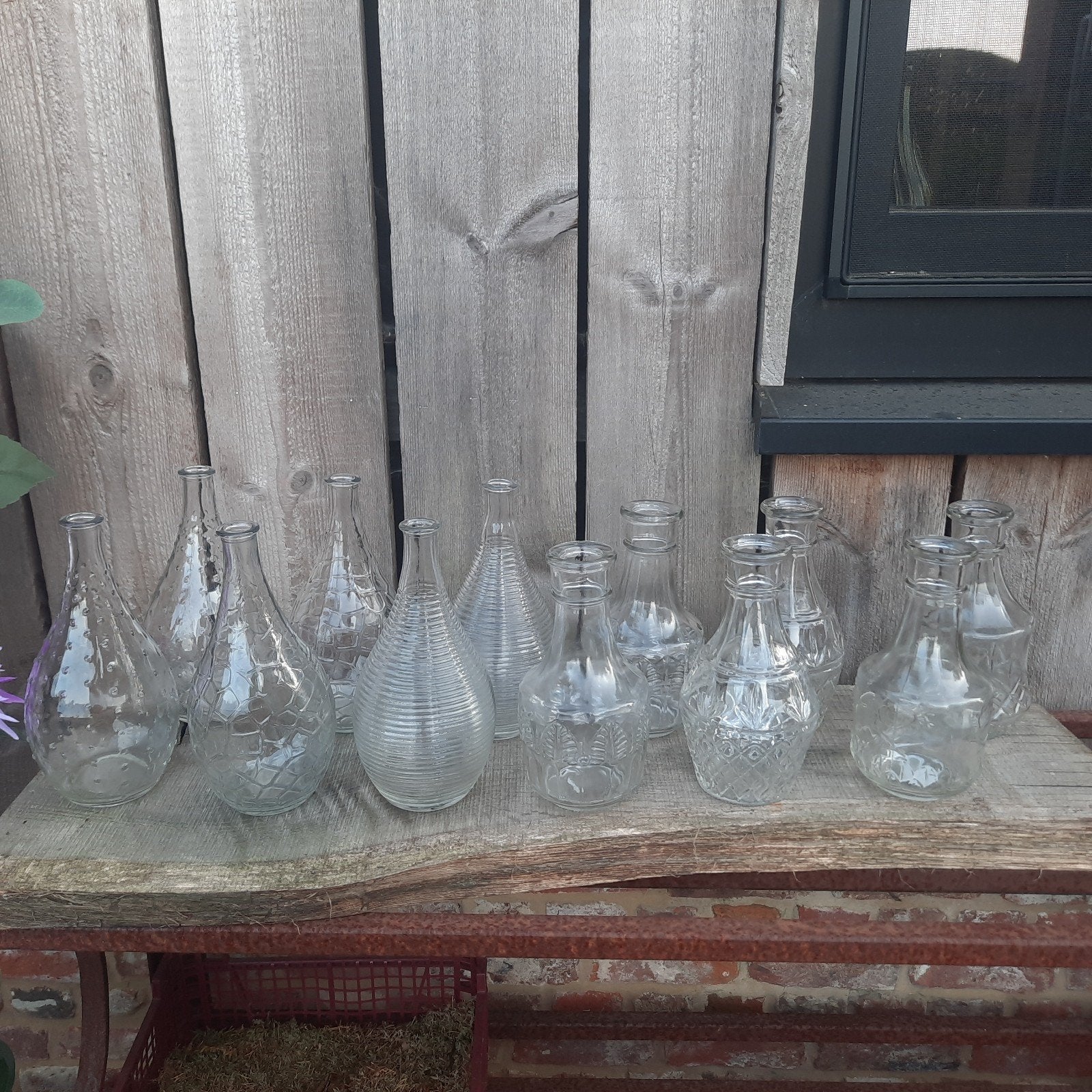 Vazen set met motief, Ophalen, Met patroon/structuur, Transparant, Glas