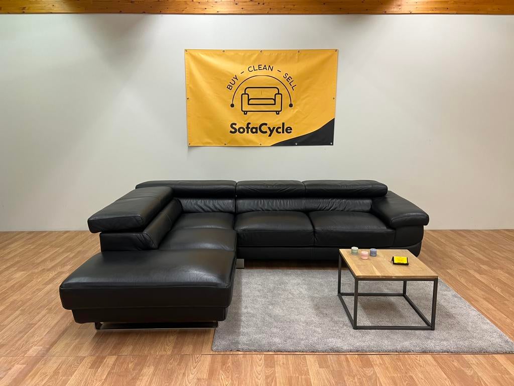 Fauteuil d'angle en cuir Belform-Nettoyé et livré /SofaCycle, Maison & Meubles, Enlèvement ou Envoi, Comme neuf, SofaCycle, Info@sofacycle.be