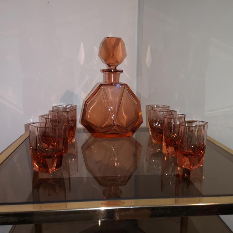 Service à liqueur Art Déco MOSER Bohême Tchécoslovaquie, Antiquités & Art, Antiquités | Verre & Cristal, Enlèvement