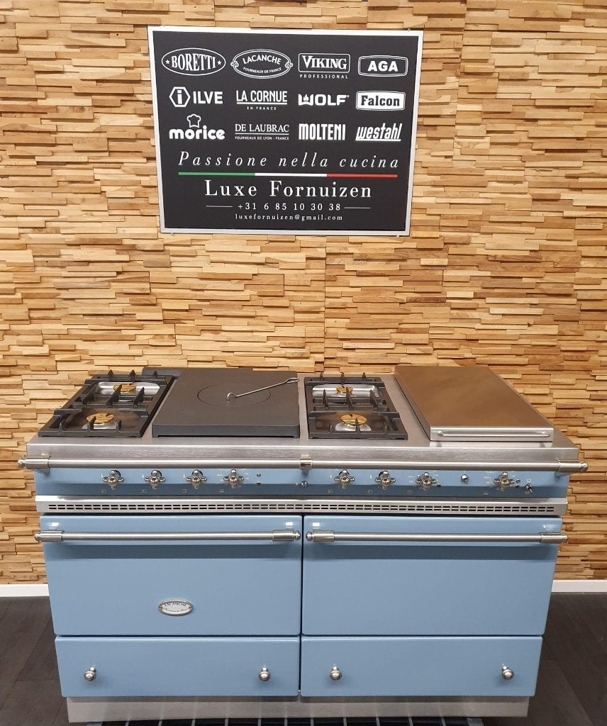 Lacanche Fornuis 140cm Delfts Blauw Coupe De Feu teppan yaki, Gaz, Classe énergétique A ou plus économe, Comme neuf, Enlèvement