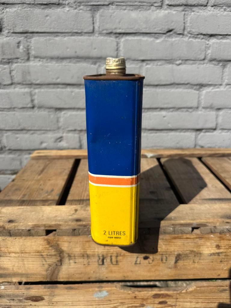 Peugeot oud olieblik 2 Liter, Ophalen of Verzenden
