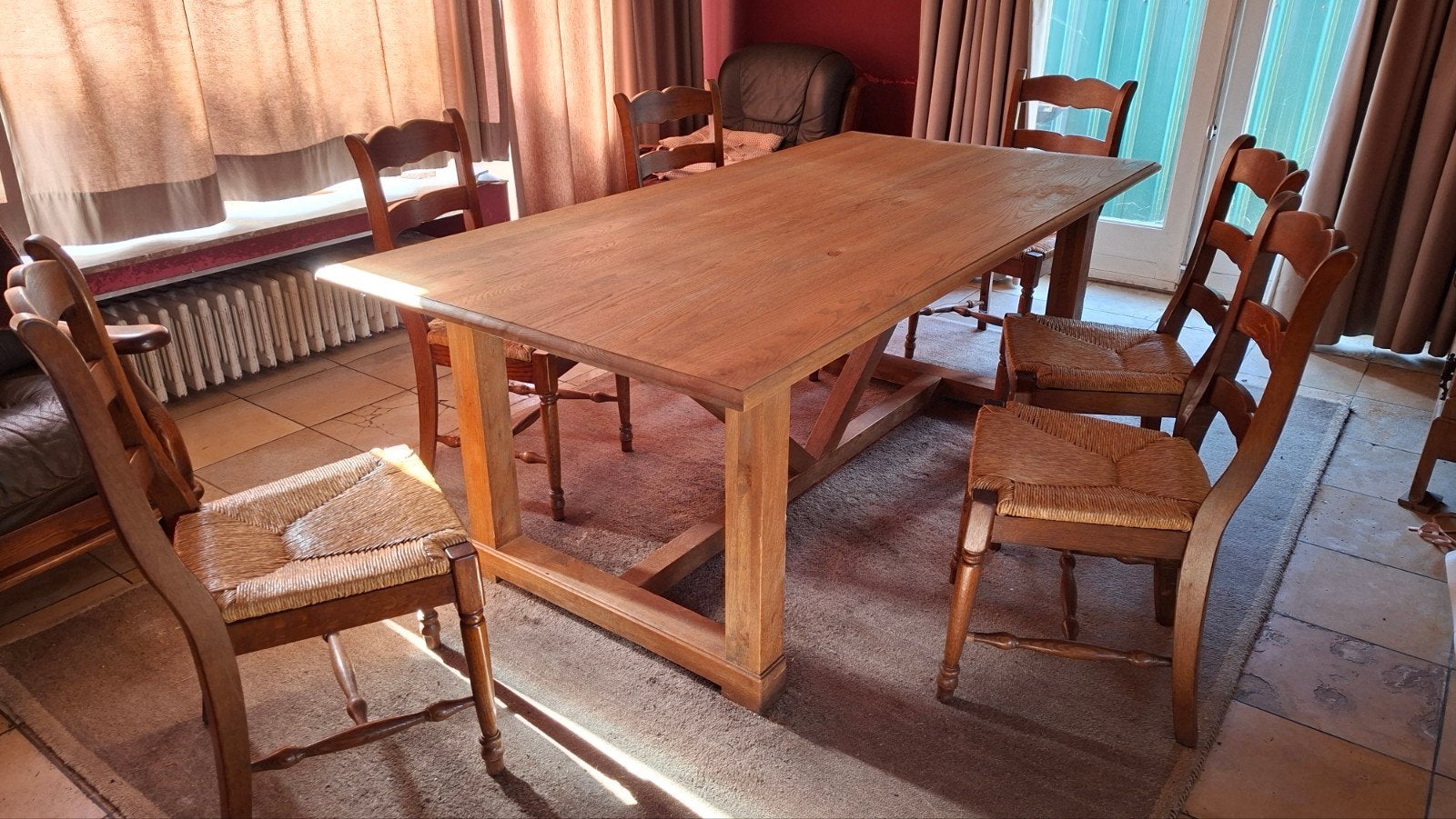 eiken tafel met 6 stoelen, Huis en Inrichting, Ophalen