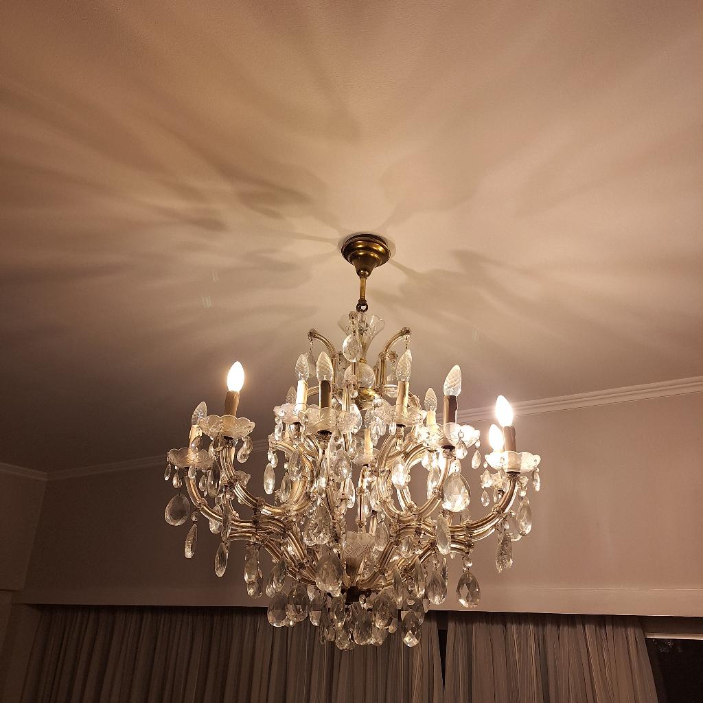 Plafondlamp/kroonluchter met kwastjes, Ophalen, Gebruikt, Glas