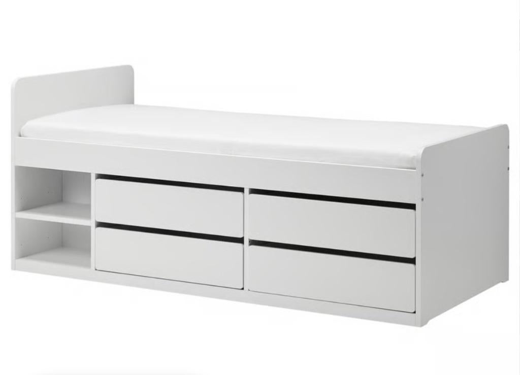 1 persoonsbed met lades, Ophalen, Overige materialen, 90 cm, Eenpersoons