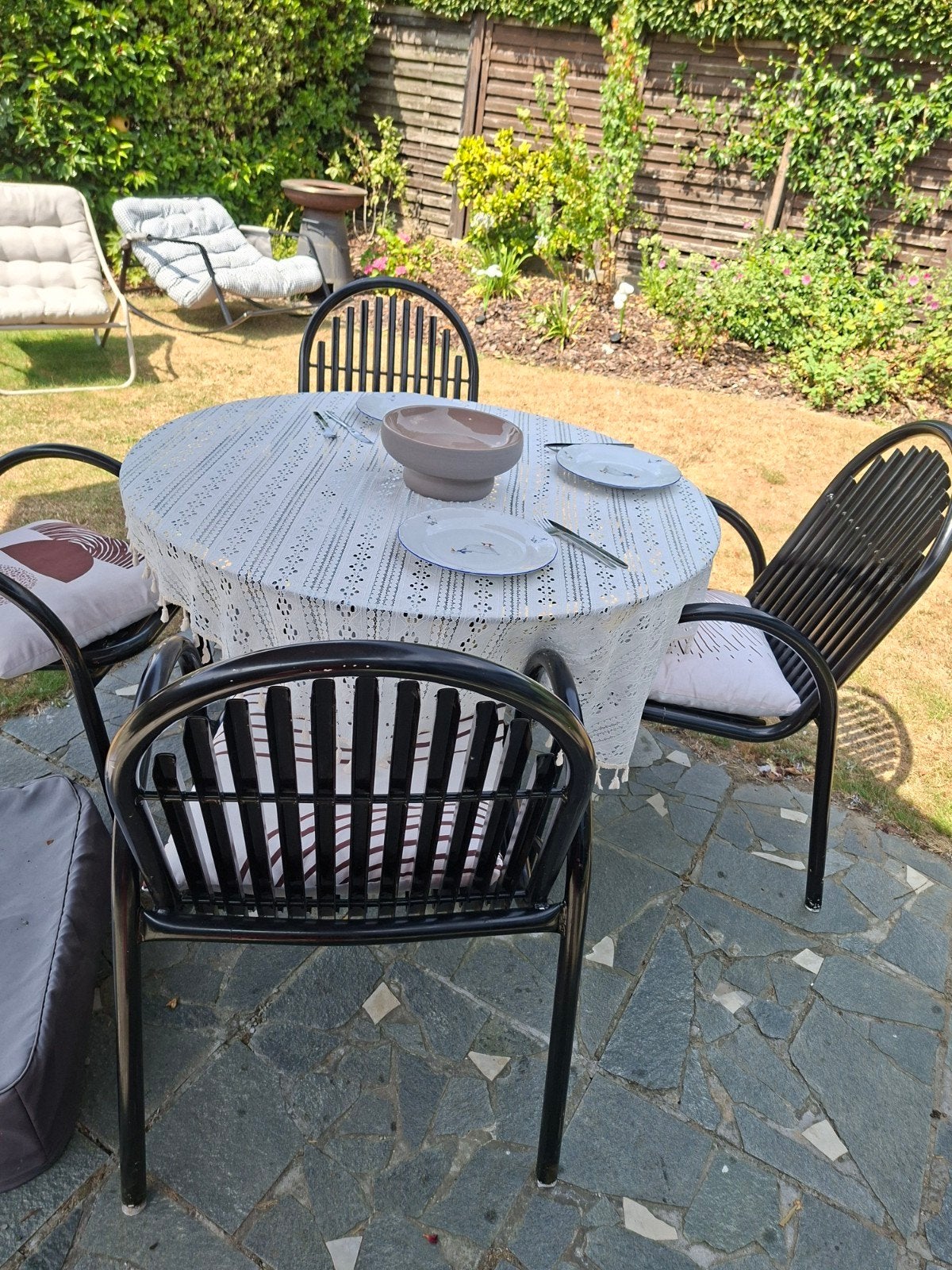 tuinset   tafel DM 1m     stoelen in metaal, Ophalen, Tuinset