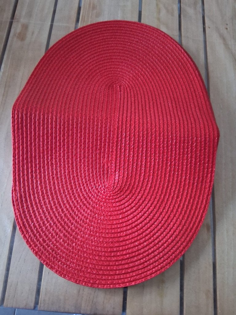 Set van 6 rode ovale placemats – Geweven / Vlechtwerk, Geweven, Onbekend, Nieuw, Ophalen of Verzenden