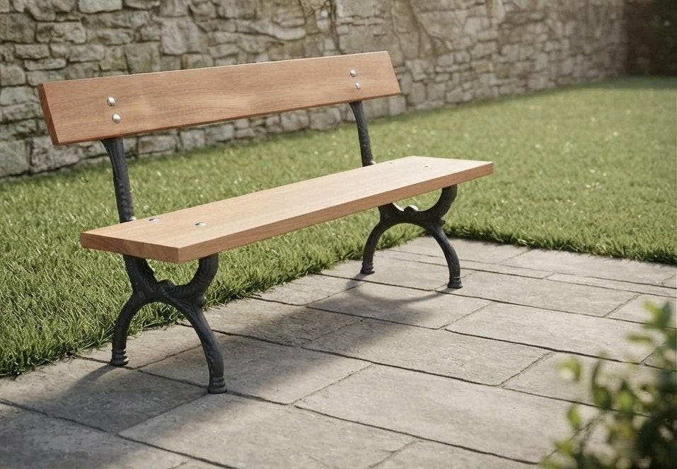 Tuinbank met antieke gietijzeren onderstel, Tuin en Terras, Ophalen