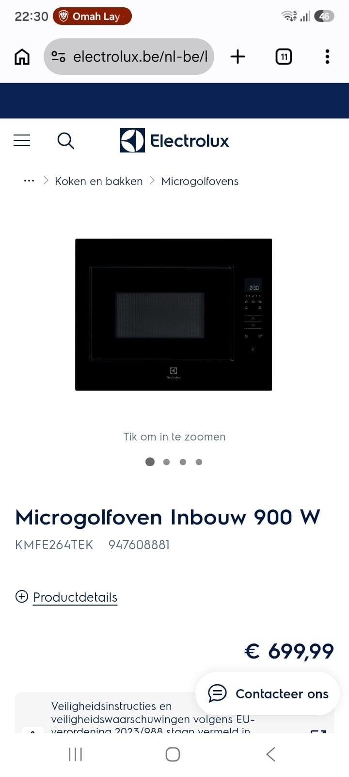 Electrolux inbouw combioven, Elektronische apparatuur, Ophalen, Inbouw