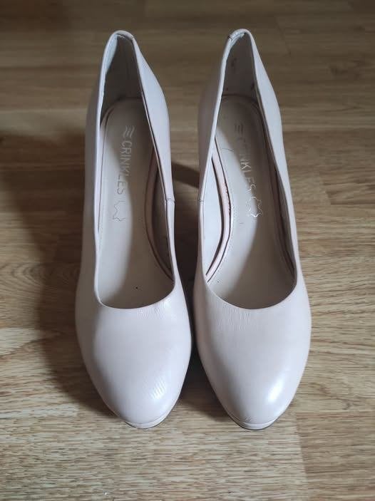 Crinkles beige leren pumps - maat 39, Autre, Pumps, Beige, Ophalen of Verzenden
