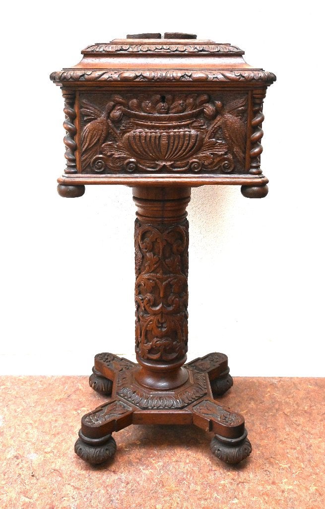 Antieke Engelse thee caddy,19e eeuws, verrijdbaar, Antiek en Kunst, Ophalen