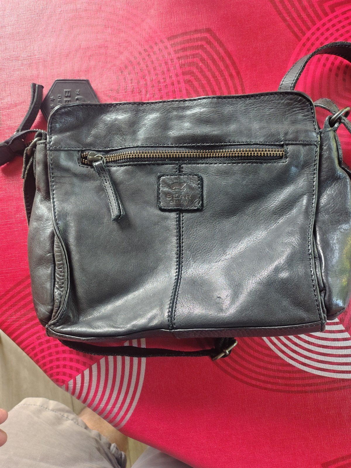 Bear Design lederen schoudertas / crossbody tas – Zwart, Ophalen of Verzenden